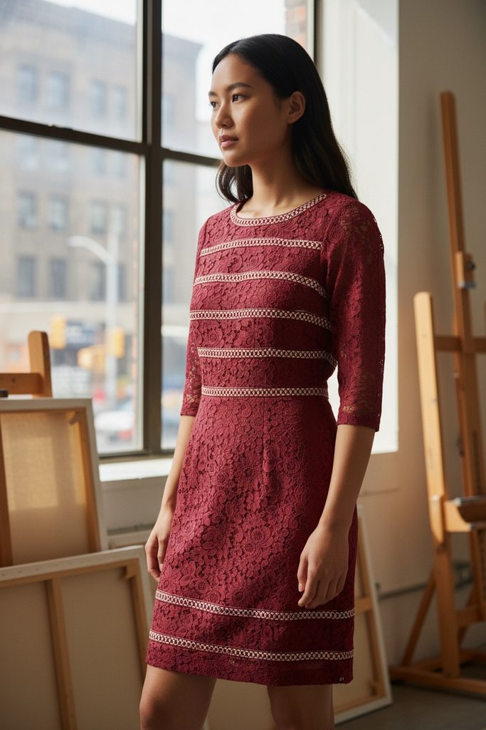 antonio melani red lace dress Antonio Melani Burgundy Lace Dress Size 0